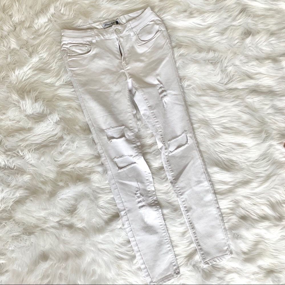 White Distressed Stretchy Jeans
